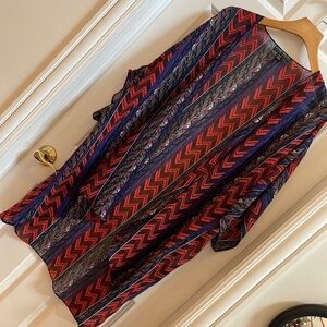 Multicolor printed  sheer kimono